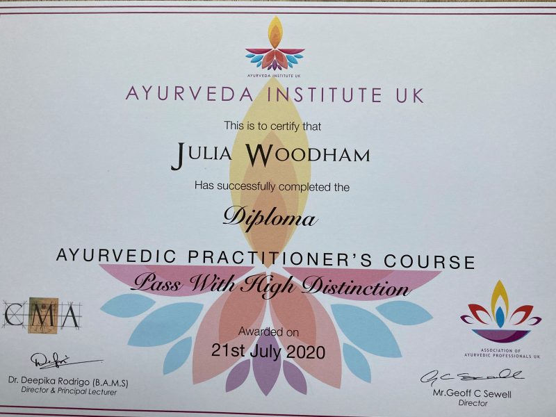 I passed my year 2 Ayurveda exams with a High Distinction